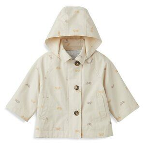 Kids Cream Raincoat with Bicycle Print